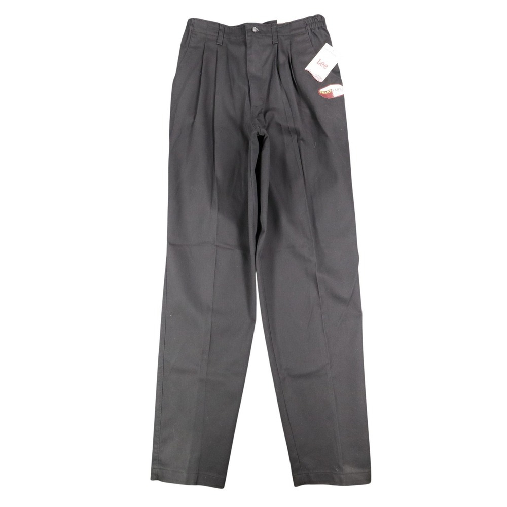 Lee Tapered Leg Pants Womens 16 L Black Smart Fabric Side Elastic Pleated C863